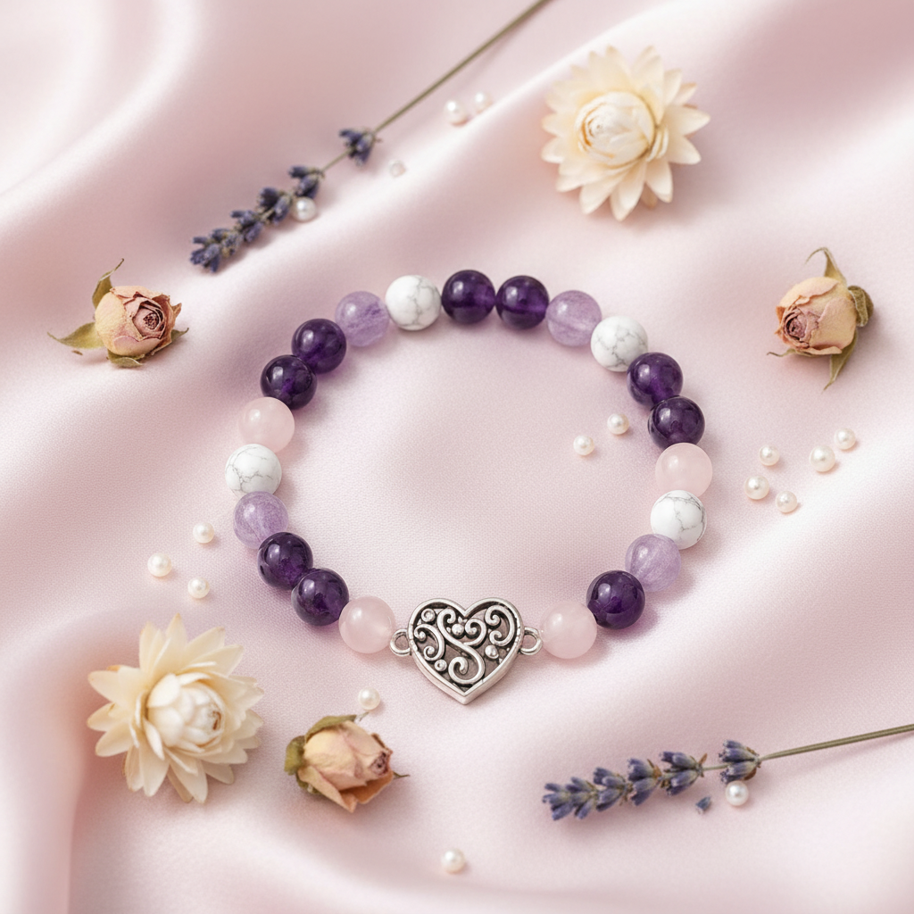 Bracelet Sérénité soie et fleurs séchées